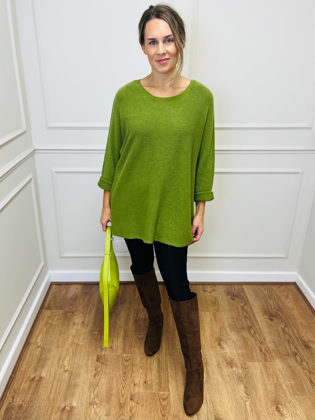 "GINNY" Basic Soft Jumper-Lime