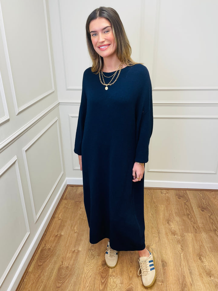 "SANDY" Luxury Jumper Dress-Navy