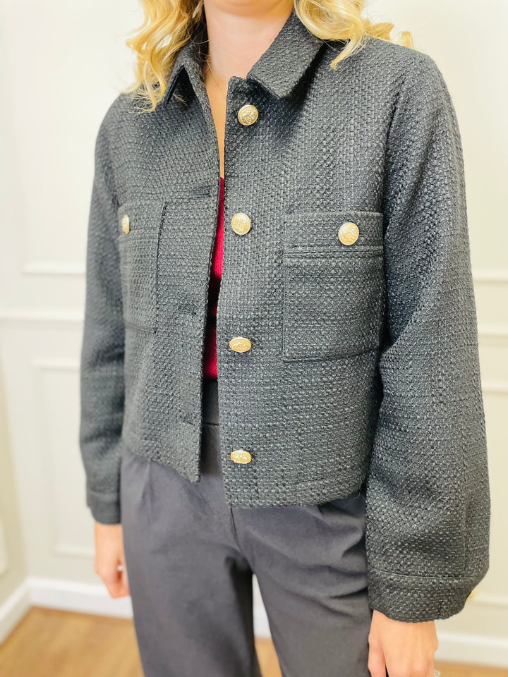 "EMILIA" Boucle Jacket-Black
