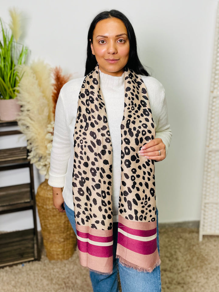 No.50 Animal Print Scarf-Blush Pink