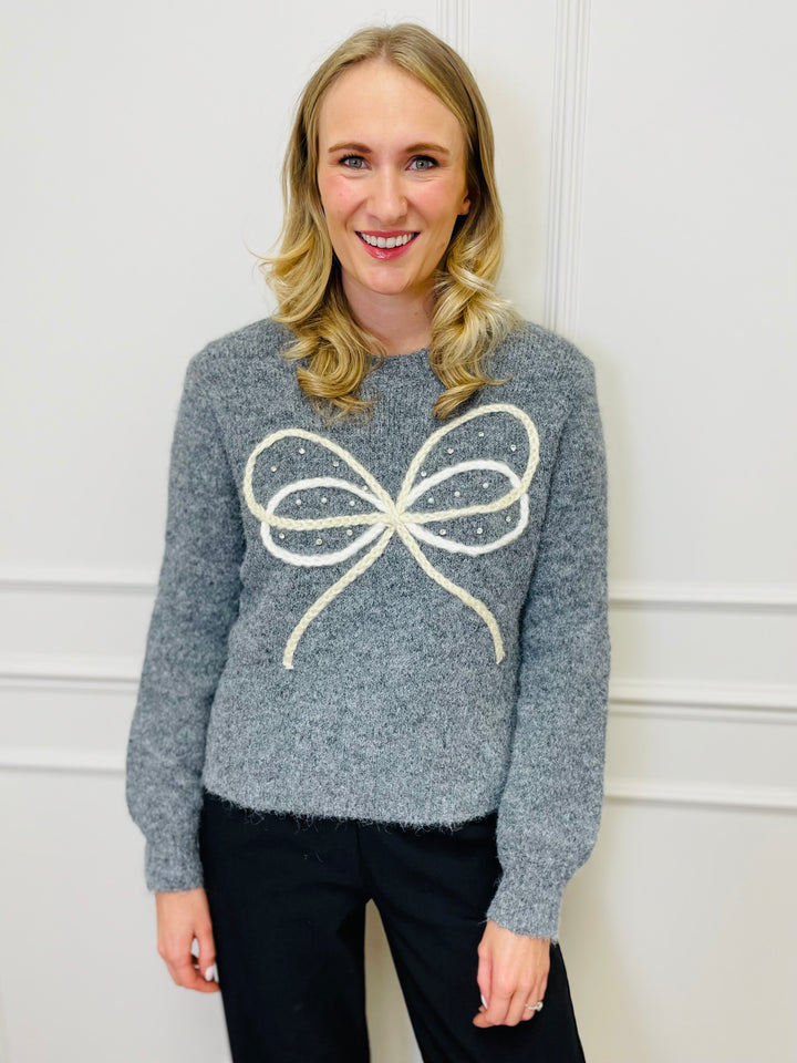 "HARLEY" Bow Jumper-Grey