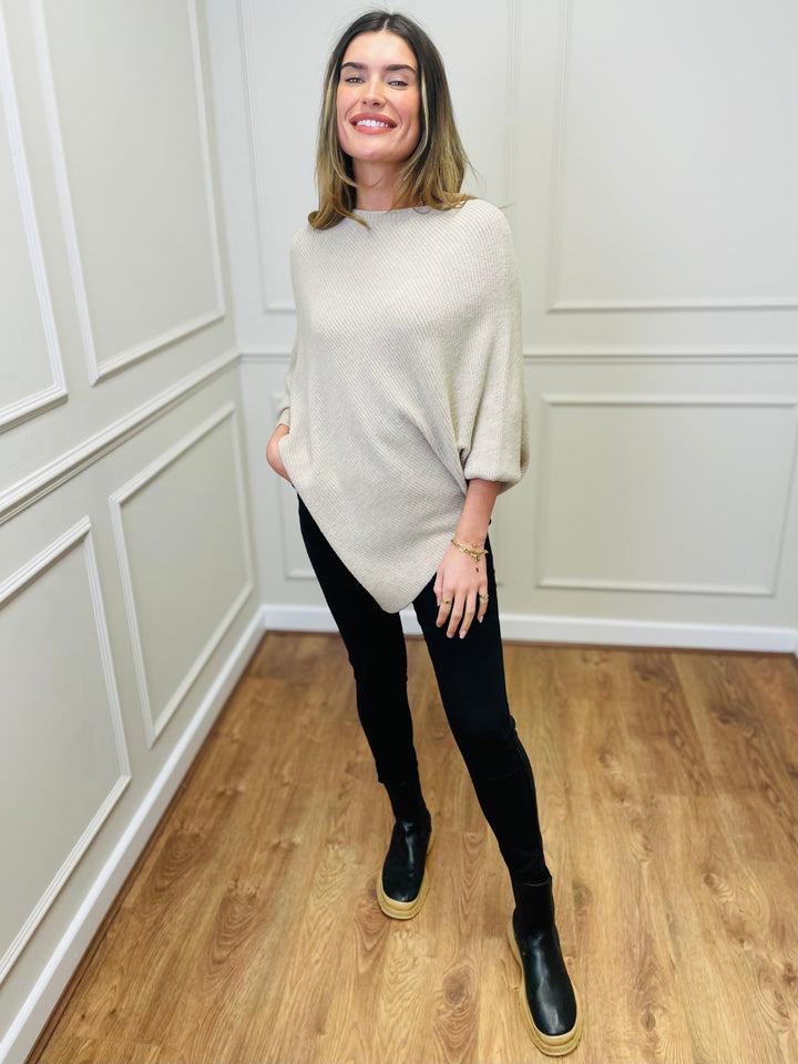 "ELLA" LUXURY Poncho-Sand