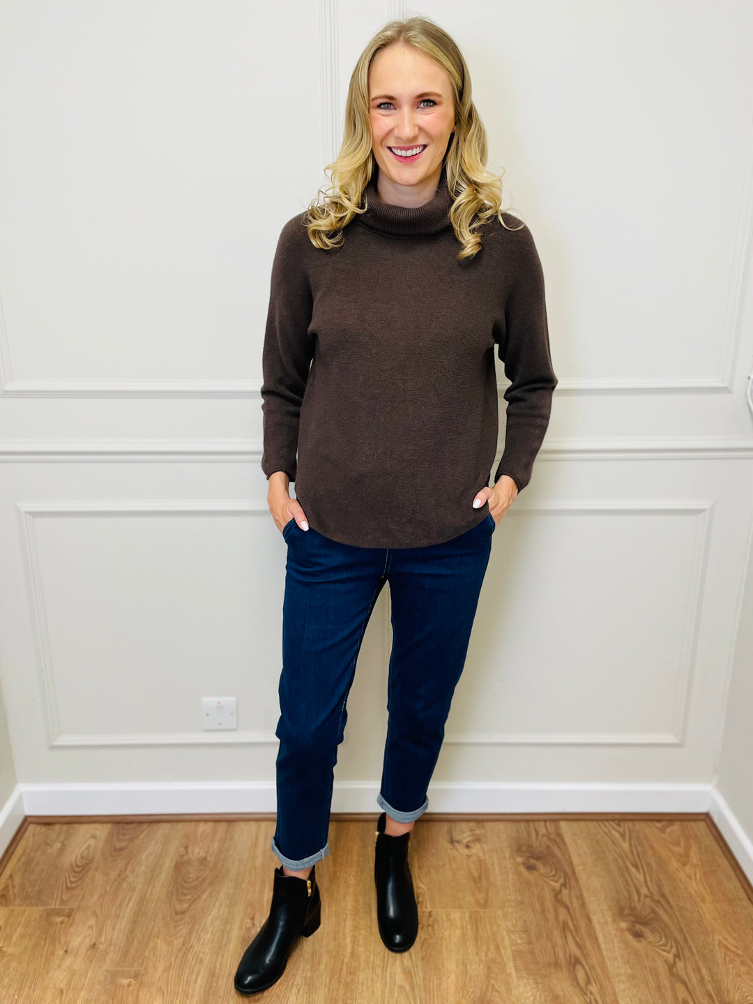 "MANDY" Roll Neck Jumper-Brown