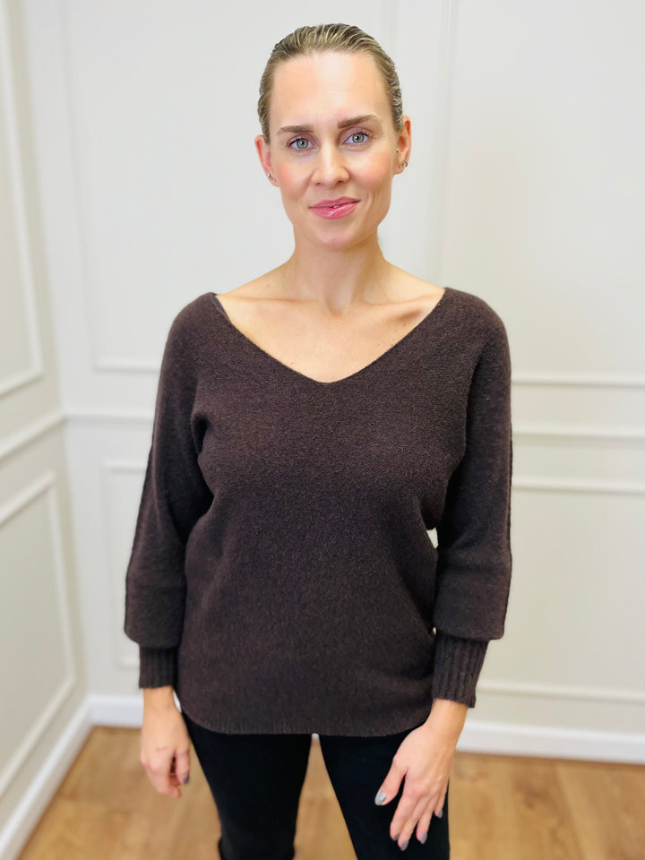 "SOPHIA" Fine Knit Jumper-Brown