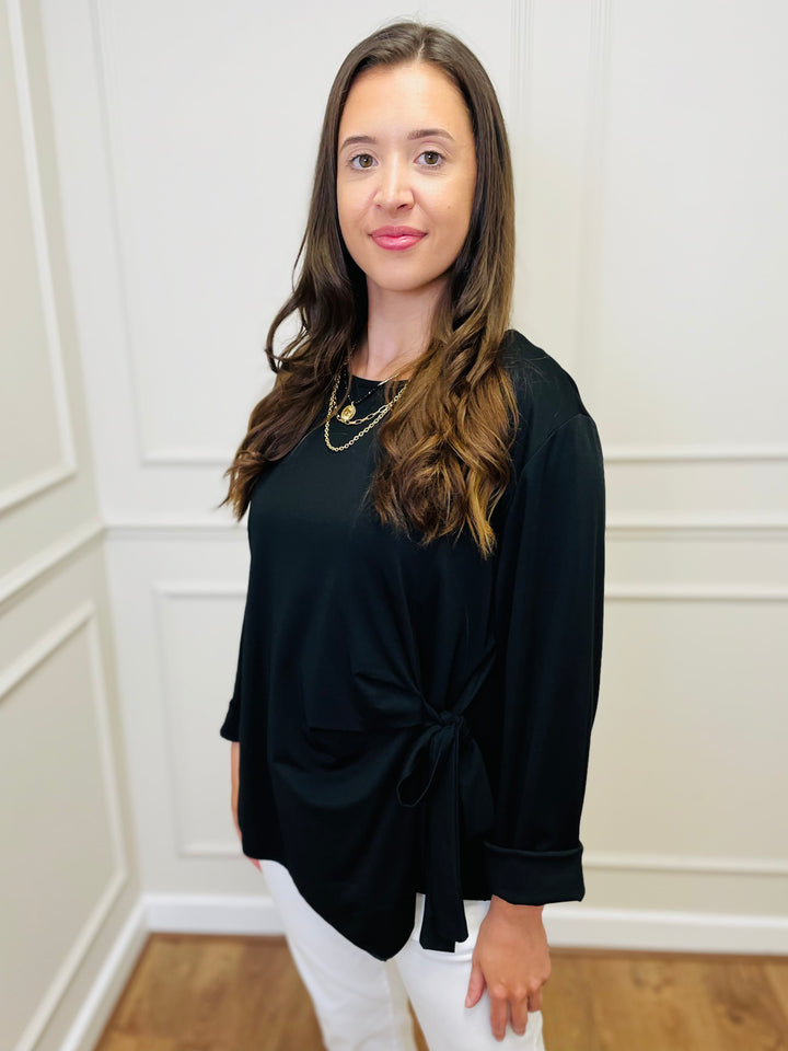 "AMARA" Side Tie Top-Black