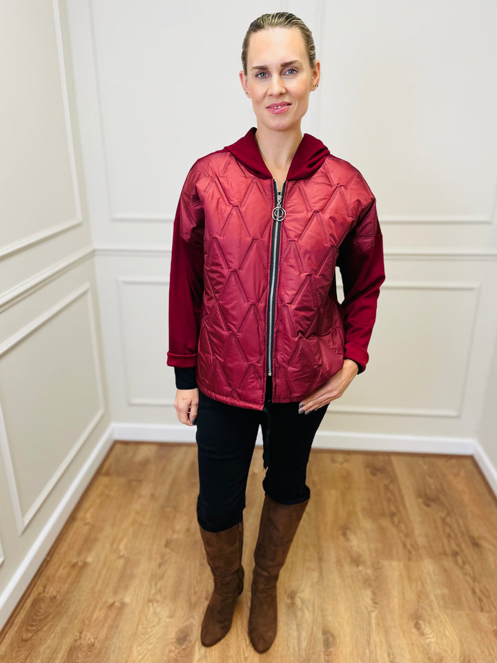 "BONNIE" Quilted Jacket-Burgundy