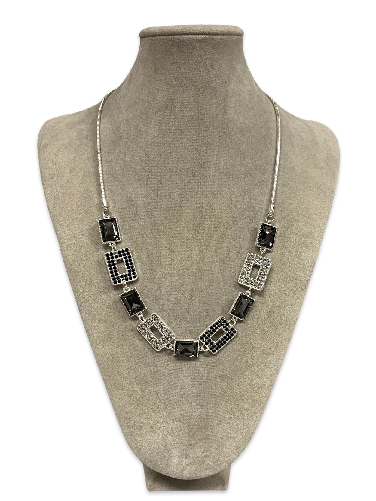 Silver & Grey Short Statement Necklace