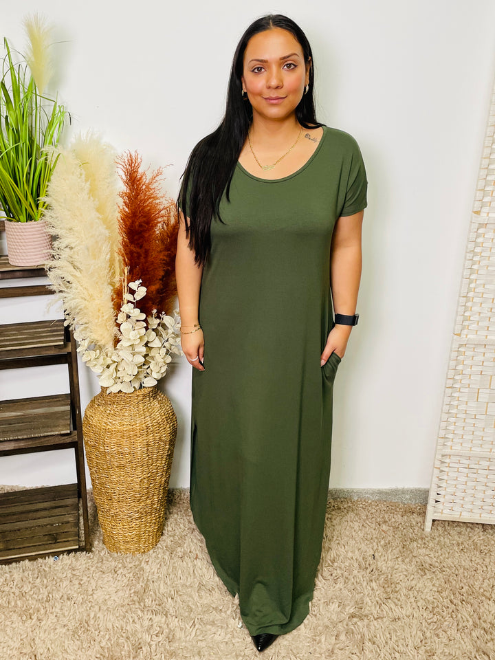 "VALENTINA" Maxi Dress-Green