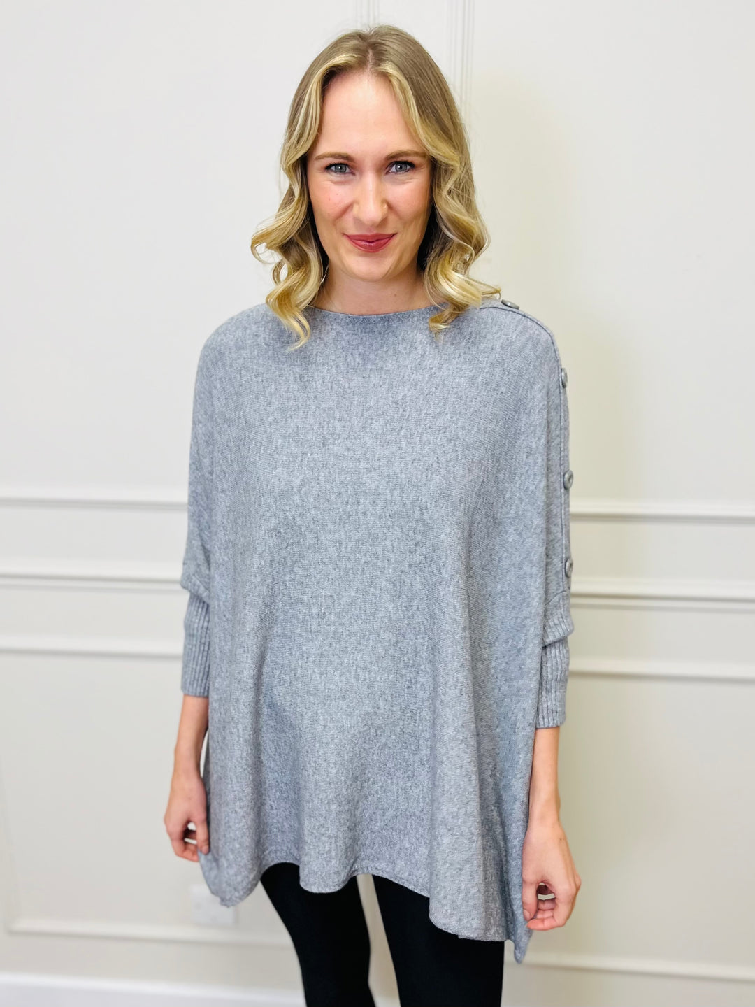 "BETTY" Button Jumper-Grey