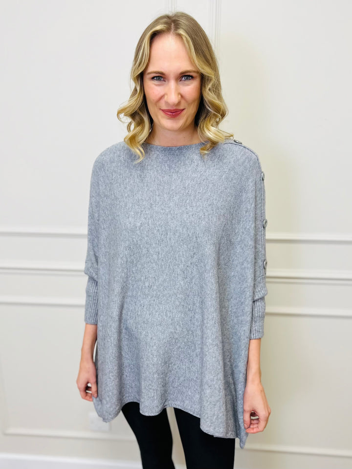 "BETTY" Button Jumper-Grey