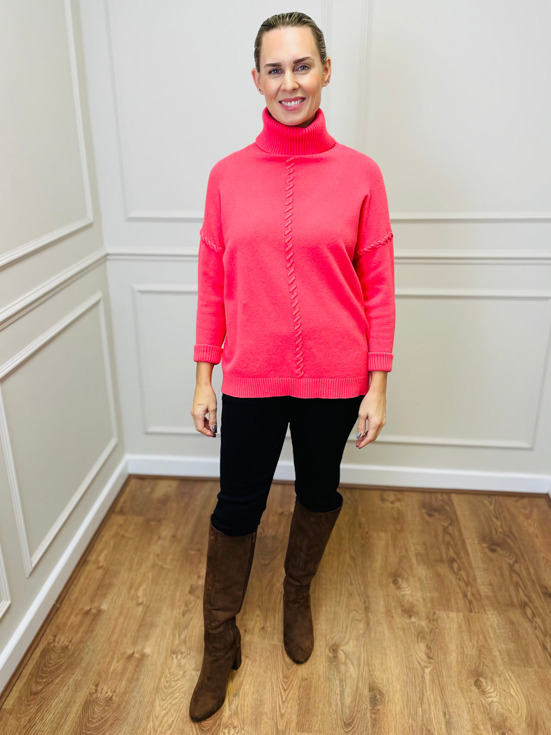 "OLIVIA" Knitted Jumper-Coral