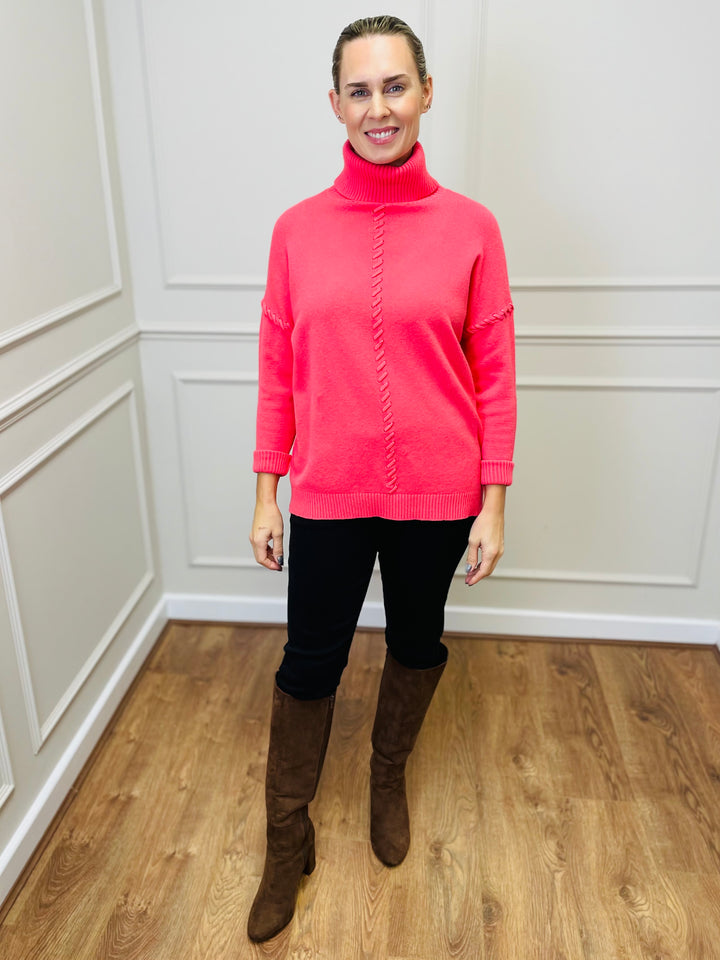 "OLIVIA" Knitted Jumper-Coral