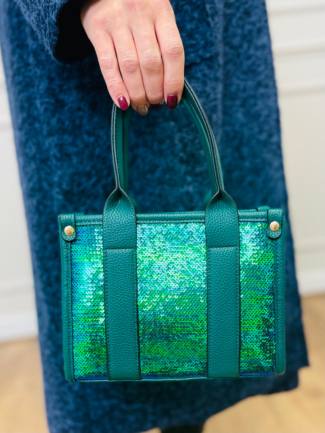 No.79 Mini Sequin Tote Bag-Green