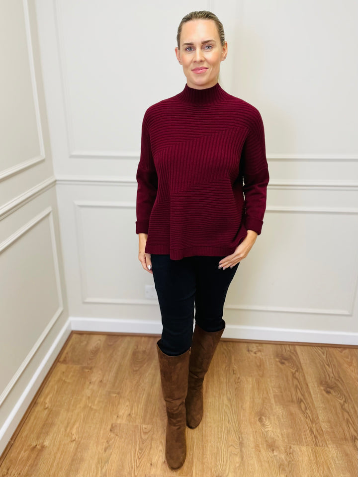 "LULU" Knitted Jumper-Burgundy