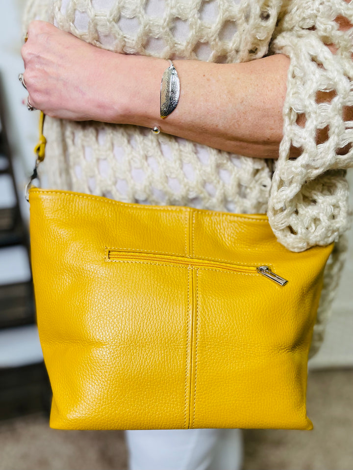 "RILEY" Leather Handbag-Mustard