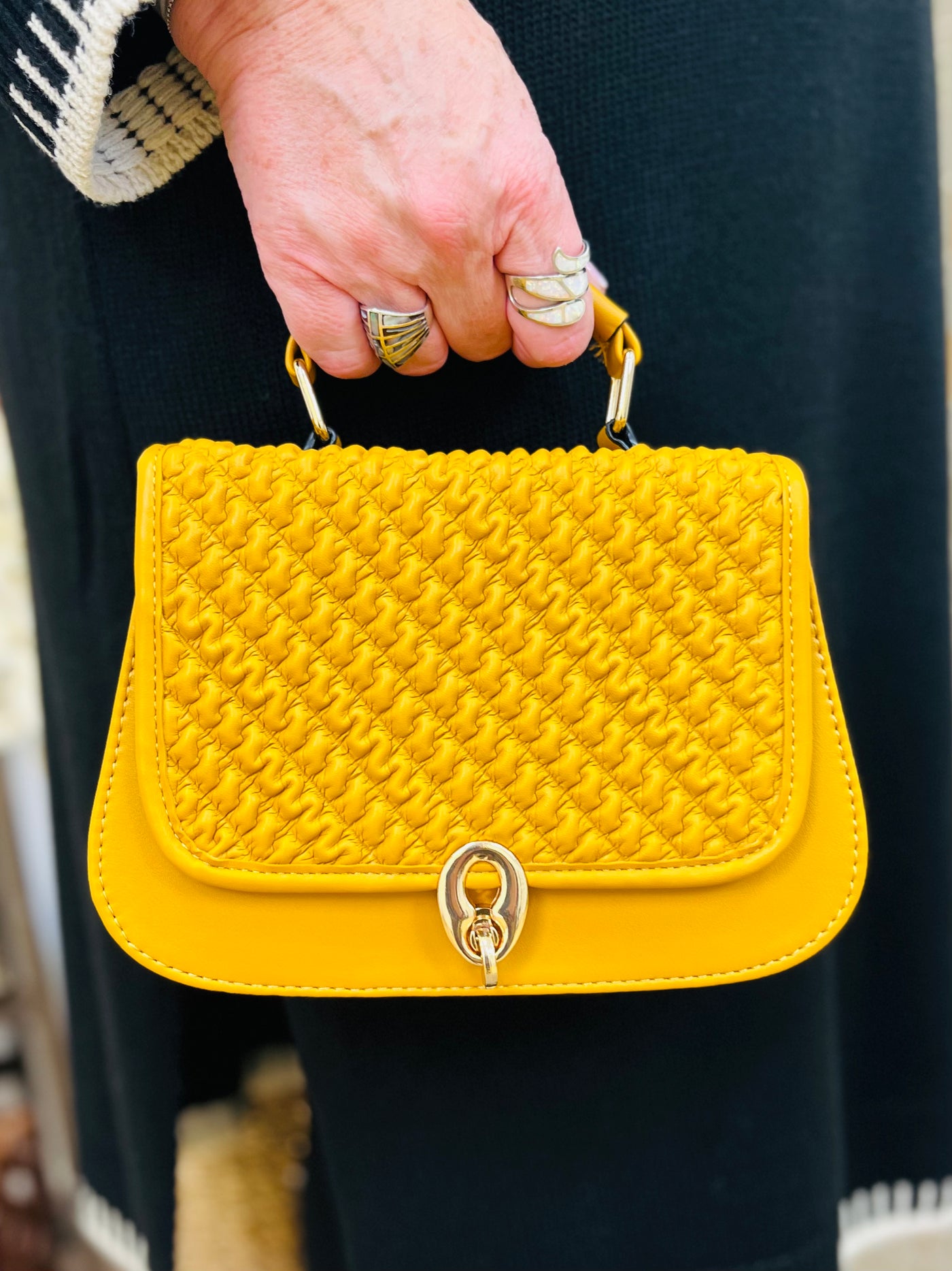 Small sale mustard handbag