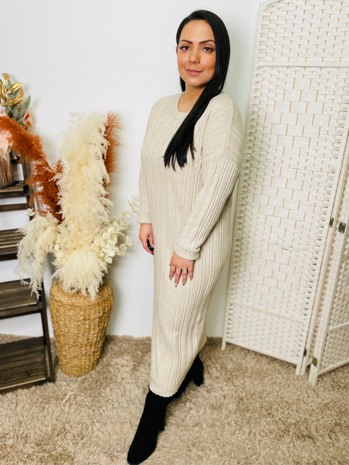 "ABBY" Maxi Jumper Dress-Cream