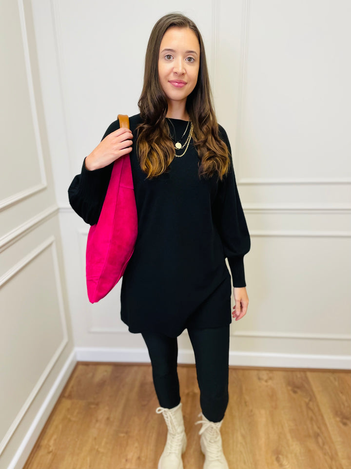 "EVELYN" Button Back Dress-Black