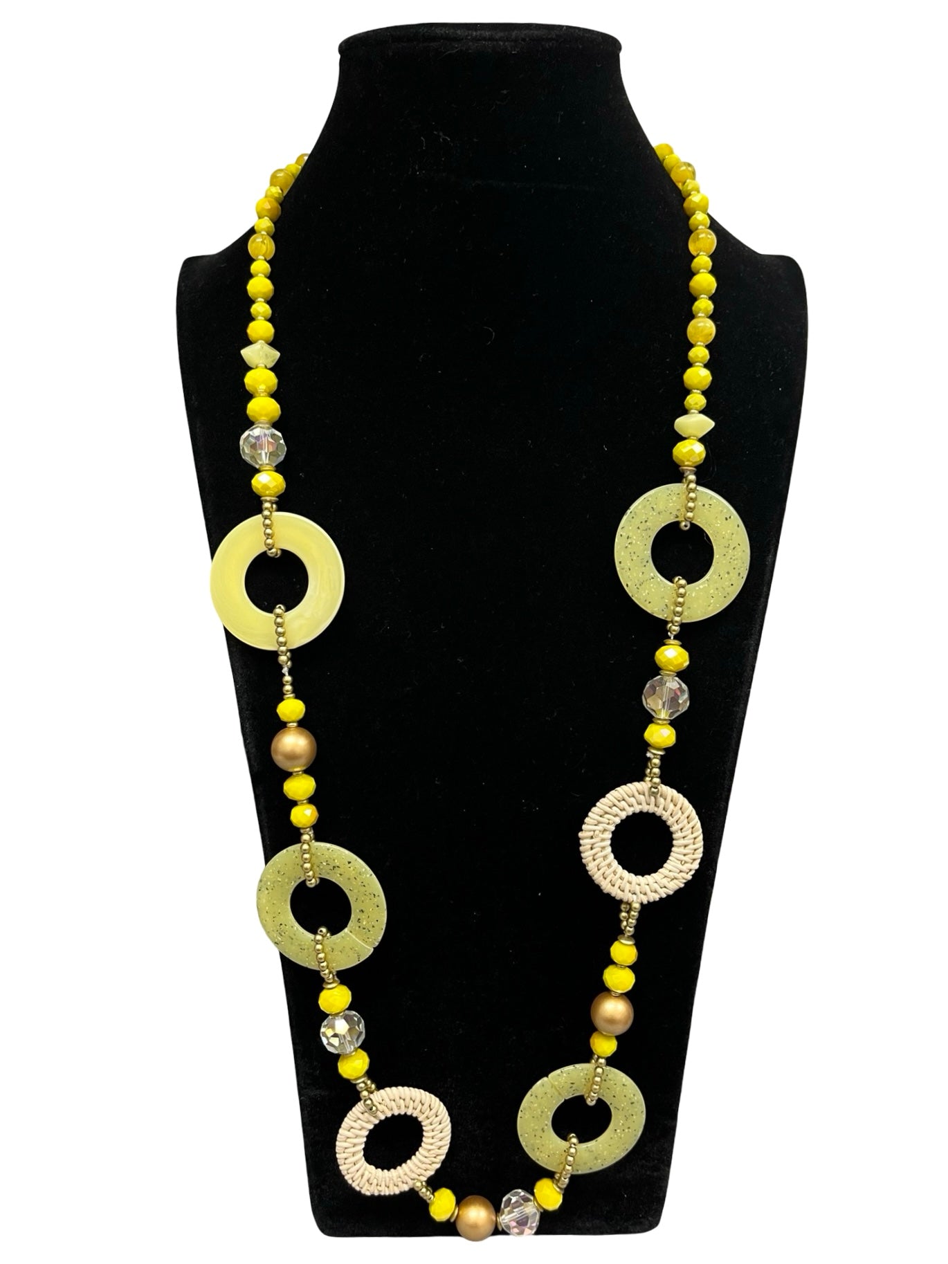 Yellow & Gold Long Statement Necklace
