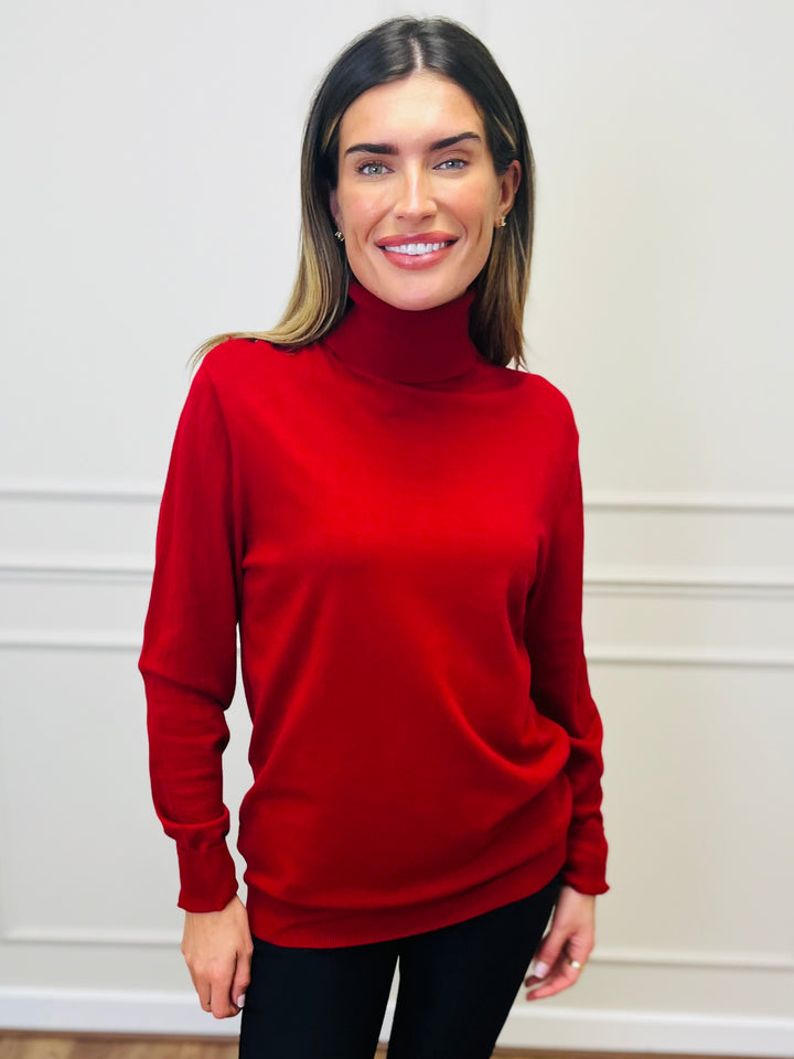 "ROBIN" Polo Neck-Burgundy