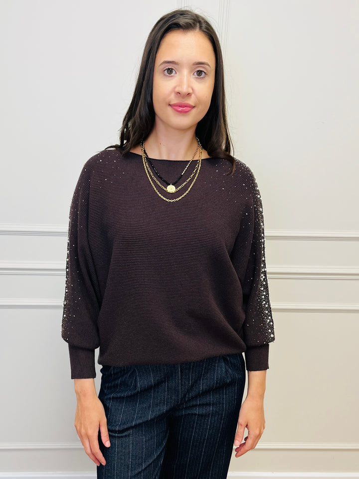 "MAYA" Pearl Jumper-Brown