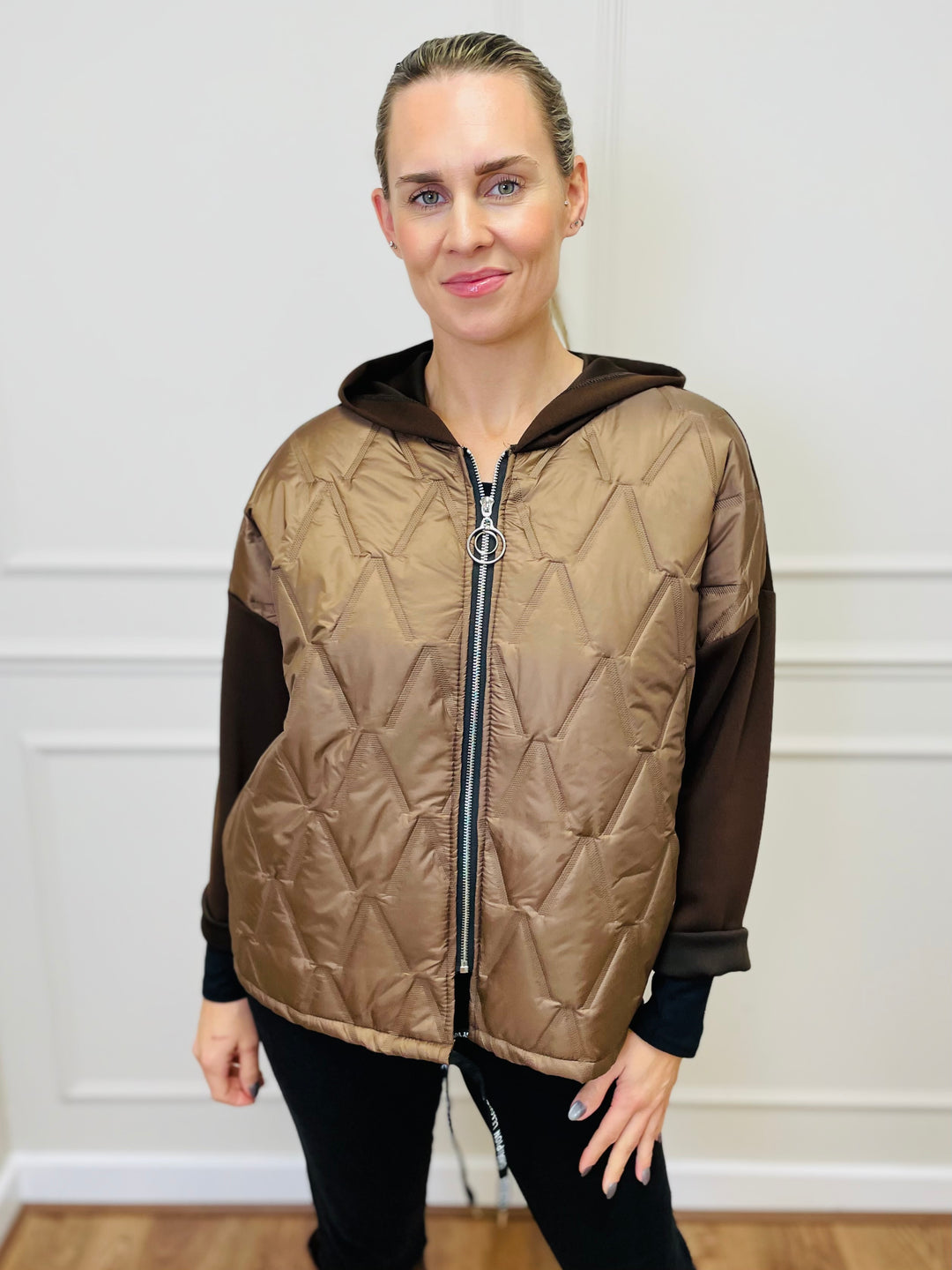 "BONNIE" Quilted Jacket-Brown