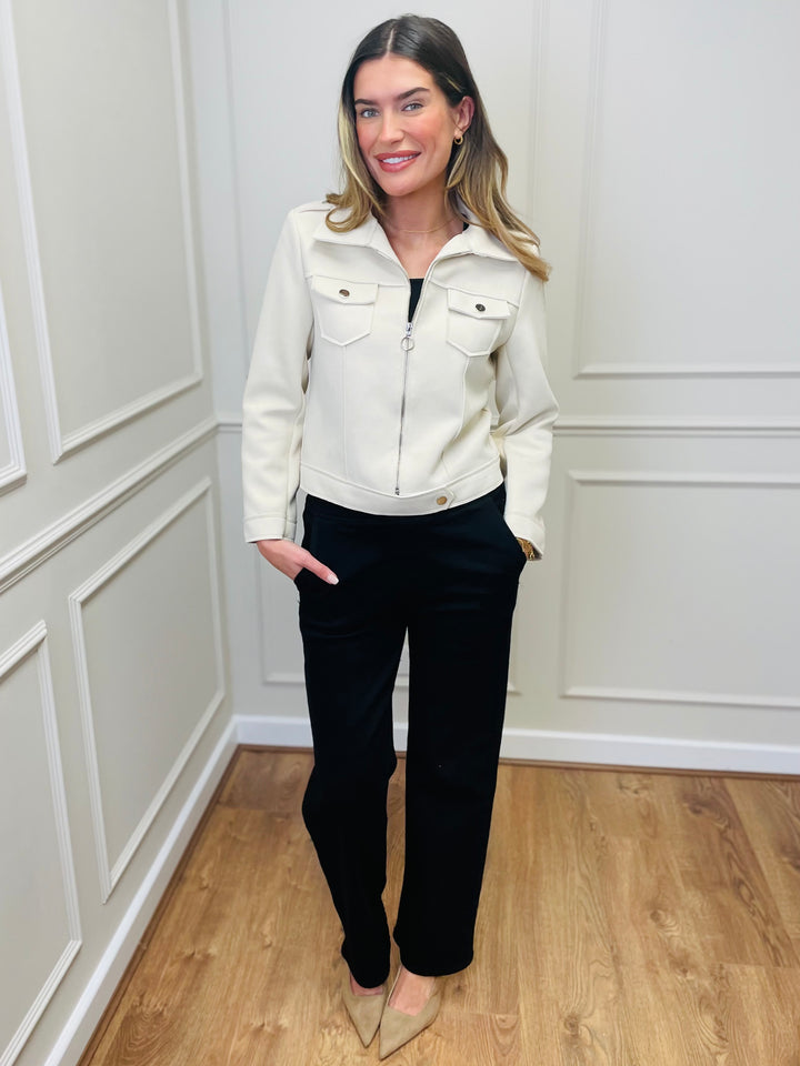 "ESTELLA" Biker Jacket-Cream