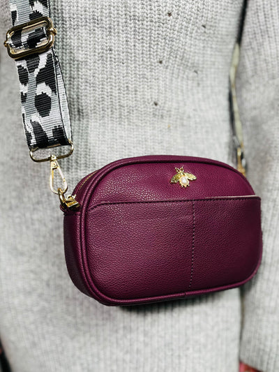 "POOCHI" Small Crossbody Handbag-Burgundy