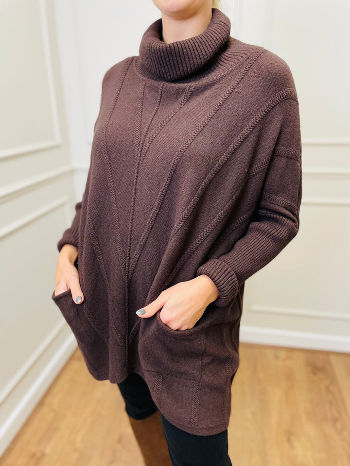 "GRACE" Knitted Jumper-Brown