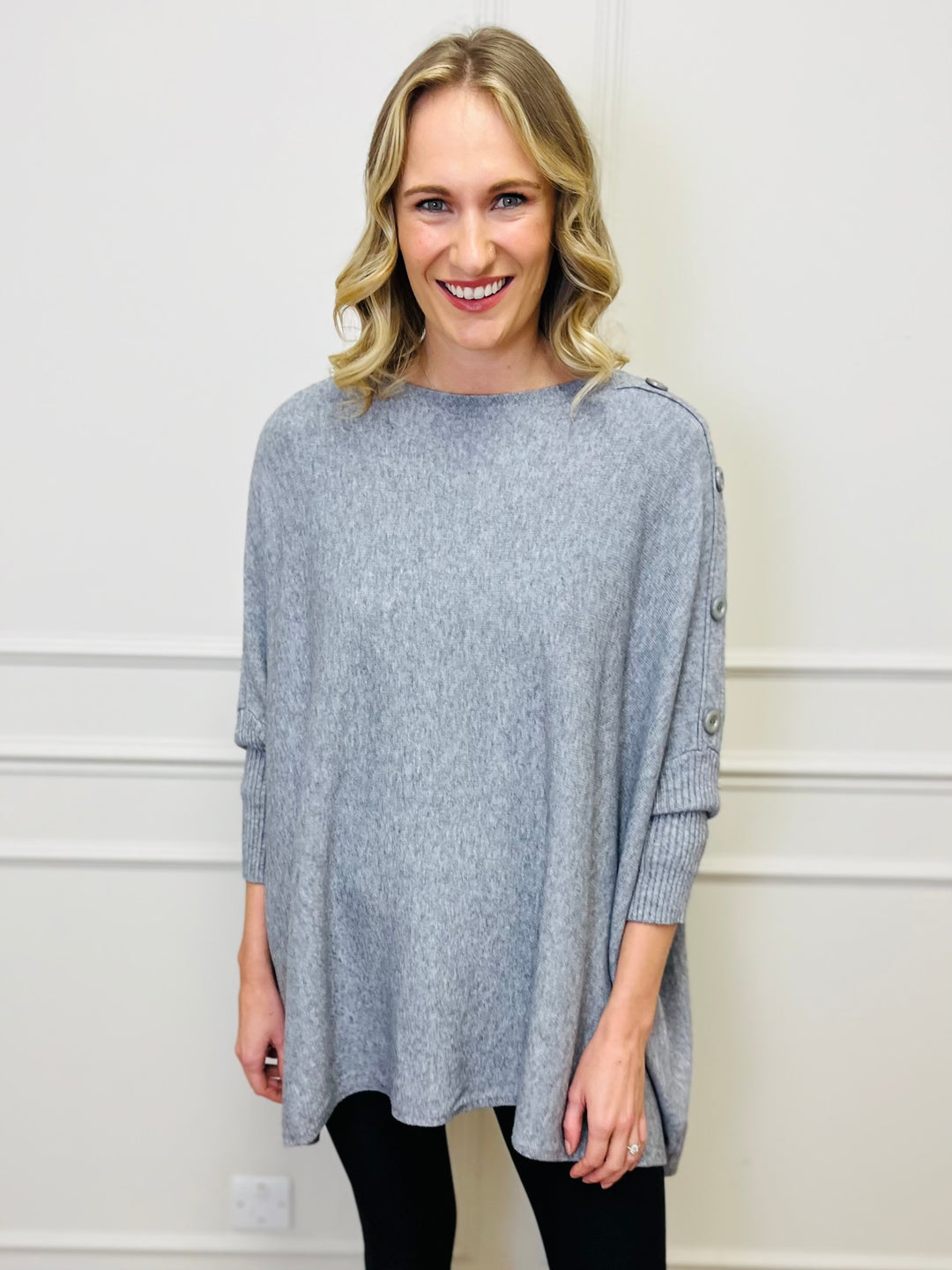 "BETTY" Button Jumper-Grey