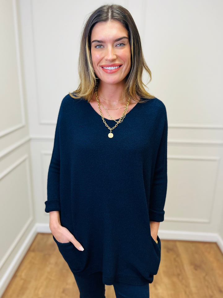 "STELLA" LUXURY Fine Knit Jumper-Navy