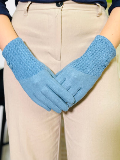 Knitted Gloves-Sky Blue