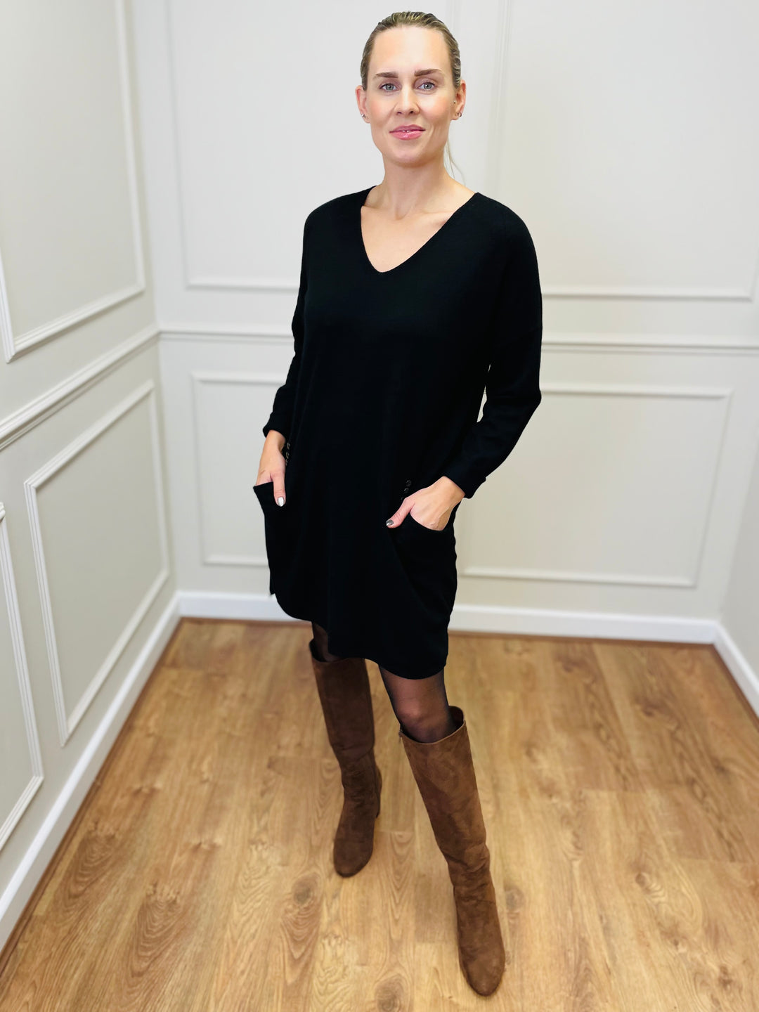 "MILLIE" Fine Knit Tunic-Black