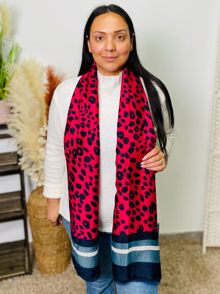 No.50 Animal Print Scarf-Cerise Pink