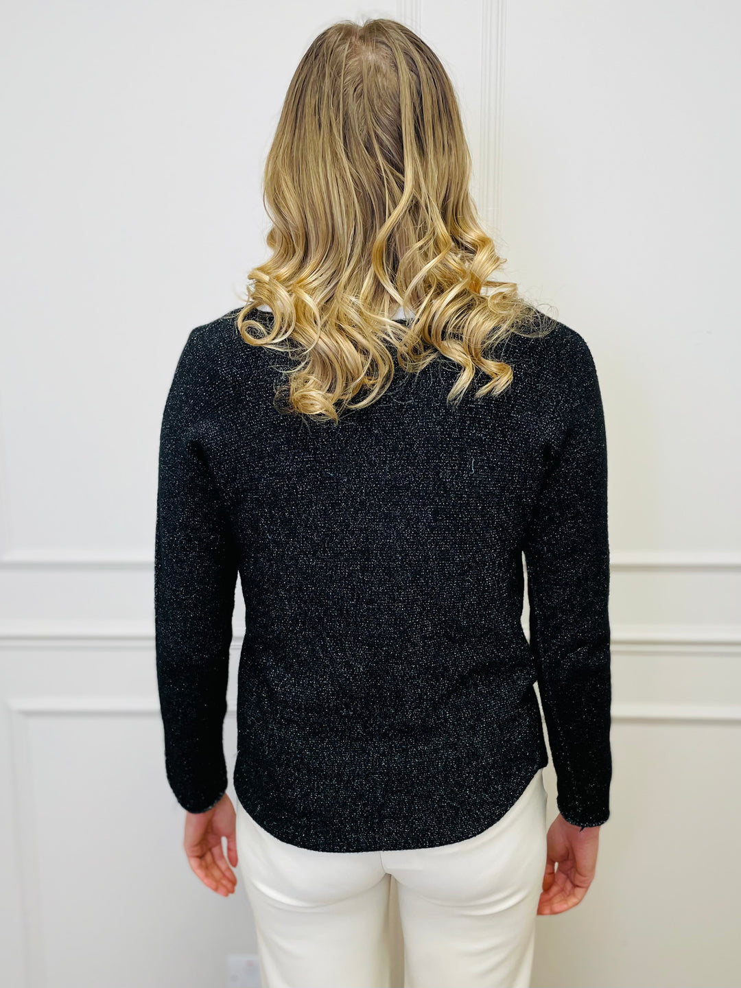 "MAGNOLIA" Sparkle Fine Knit Jumper-Black