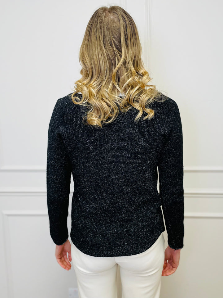 "MAGNOLIA" Sparkle Fine Knit Jumper-Black