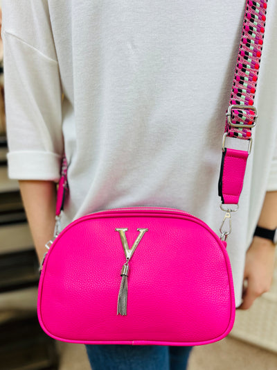 "TINA" Crossbody Handbag-Cerise Pink