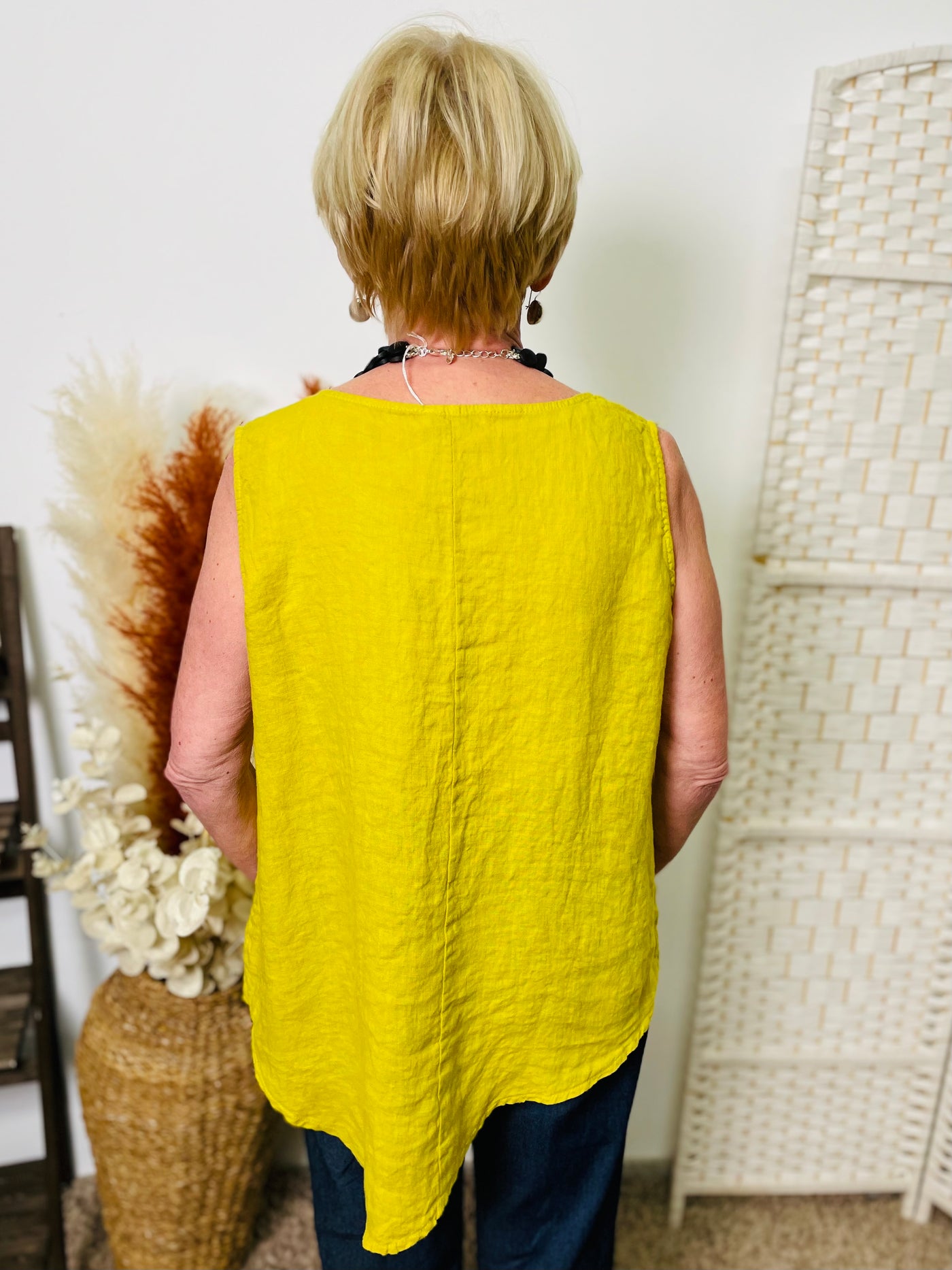 "ALESSIA" Asymmetric Vest Top-Zesty Yellow