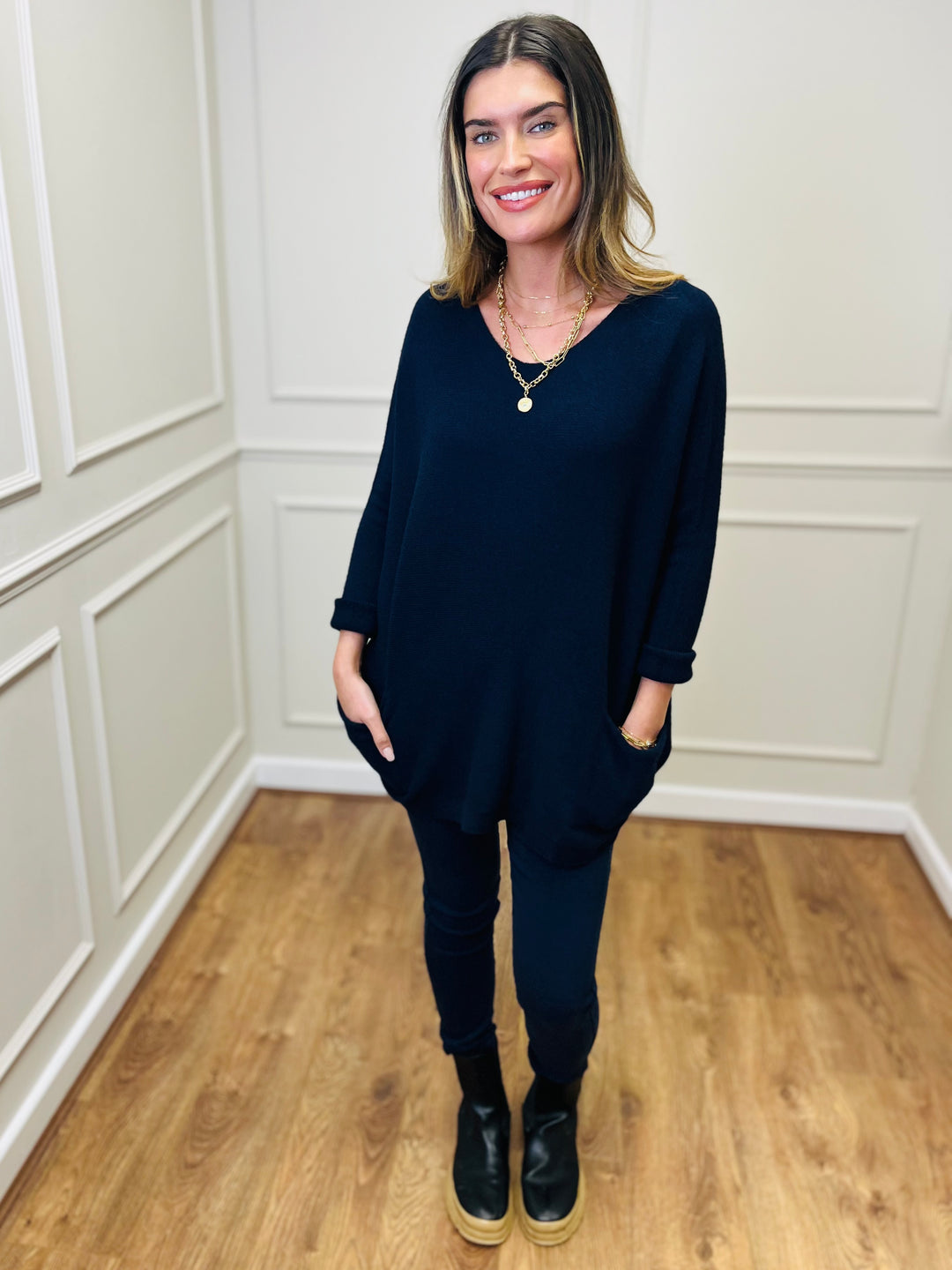 "STELLA" LUXURY Fine Knit Jumper-Navy