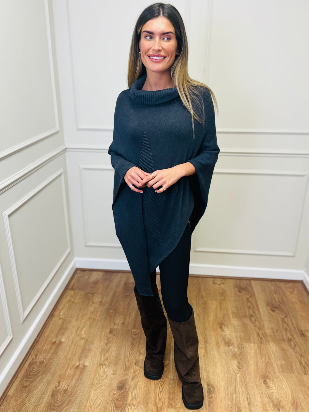 "STARR" Asymmetric Poncho-Grey