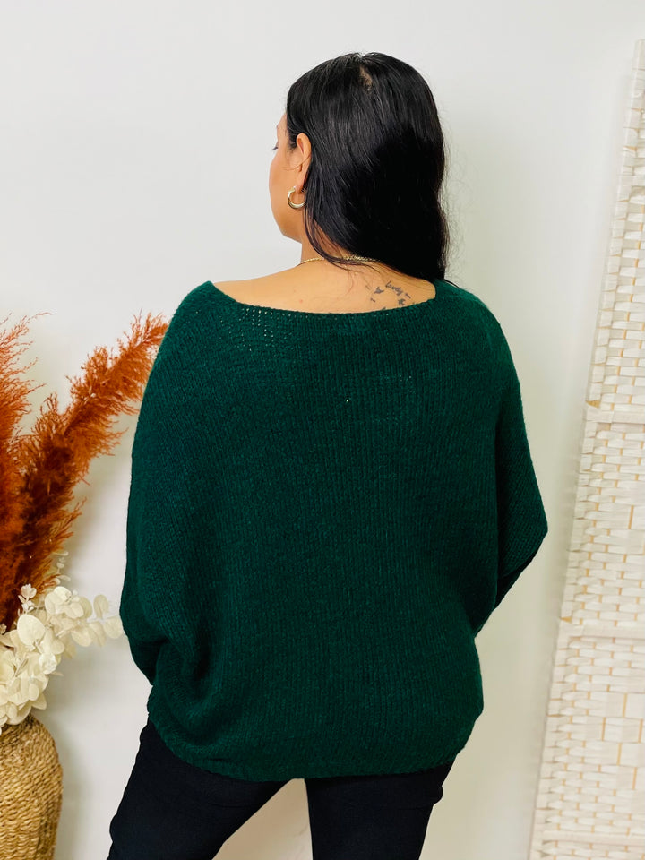 "KYLIE" Fine Knit Jumper-Forest Green