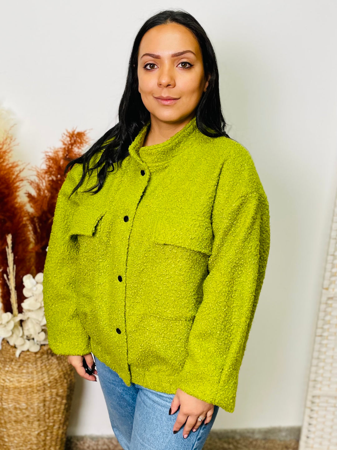 "JENNIFER" Bomber Jacket-Lime Green