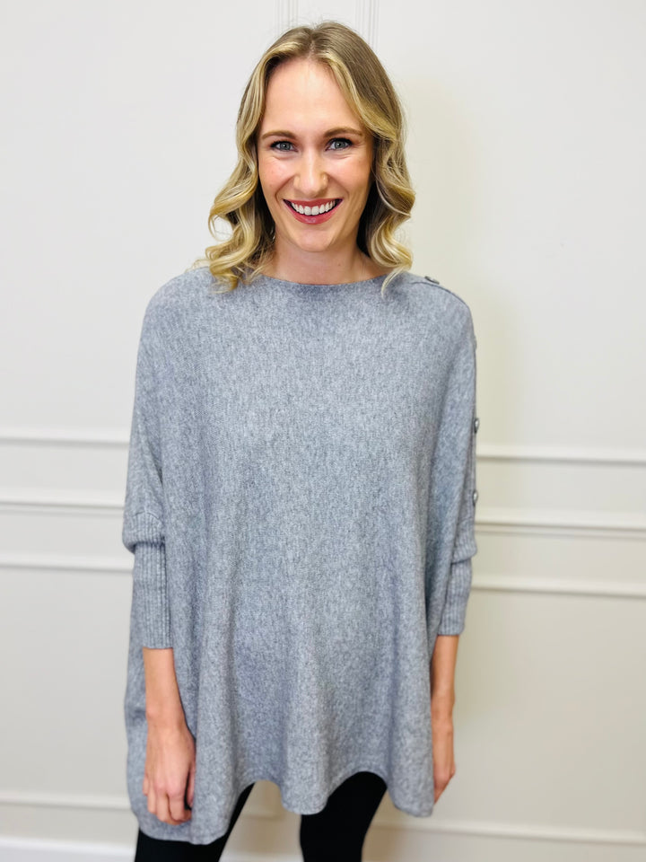 "BETTY" Button Jumper-Grey