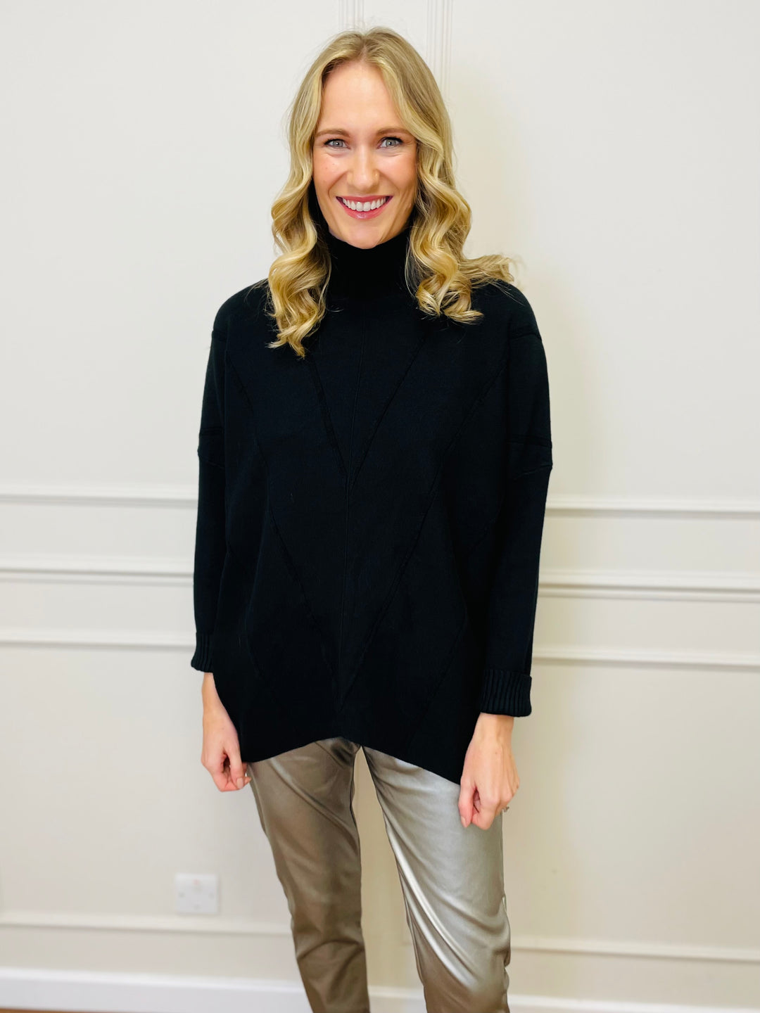 "BLAKE" Polo Neck Jumper-Black