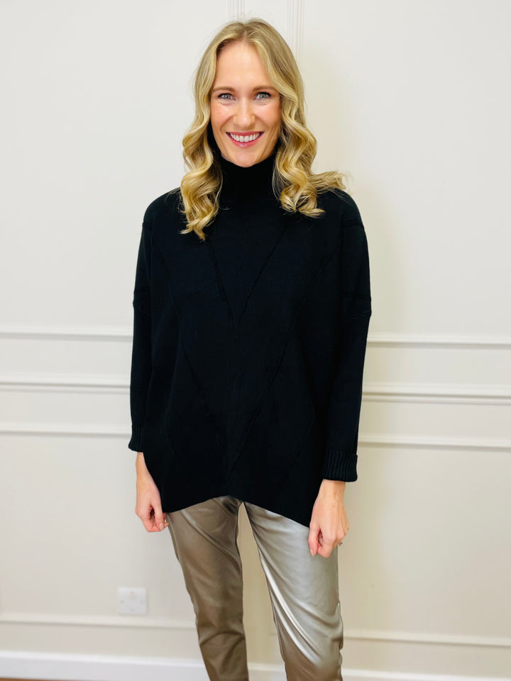 "BLAKE" Polo Neck Jumper-Black