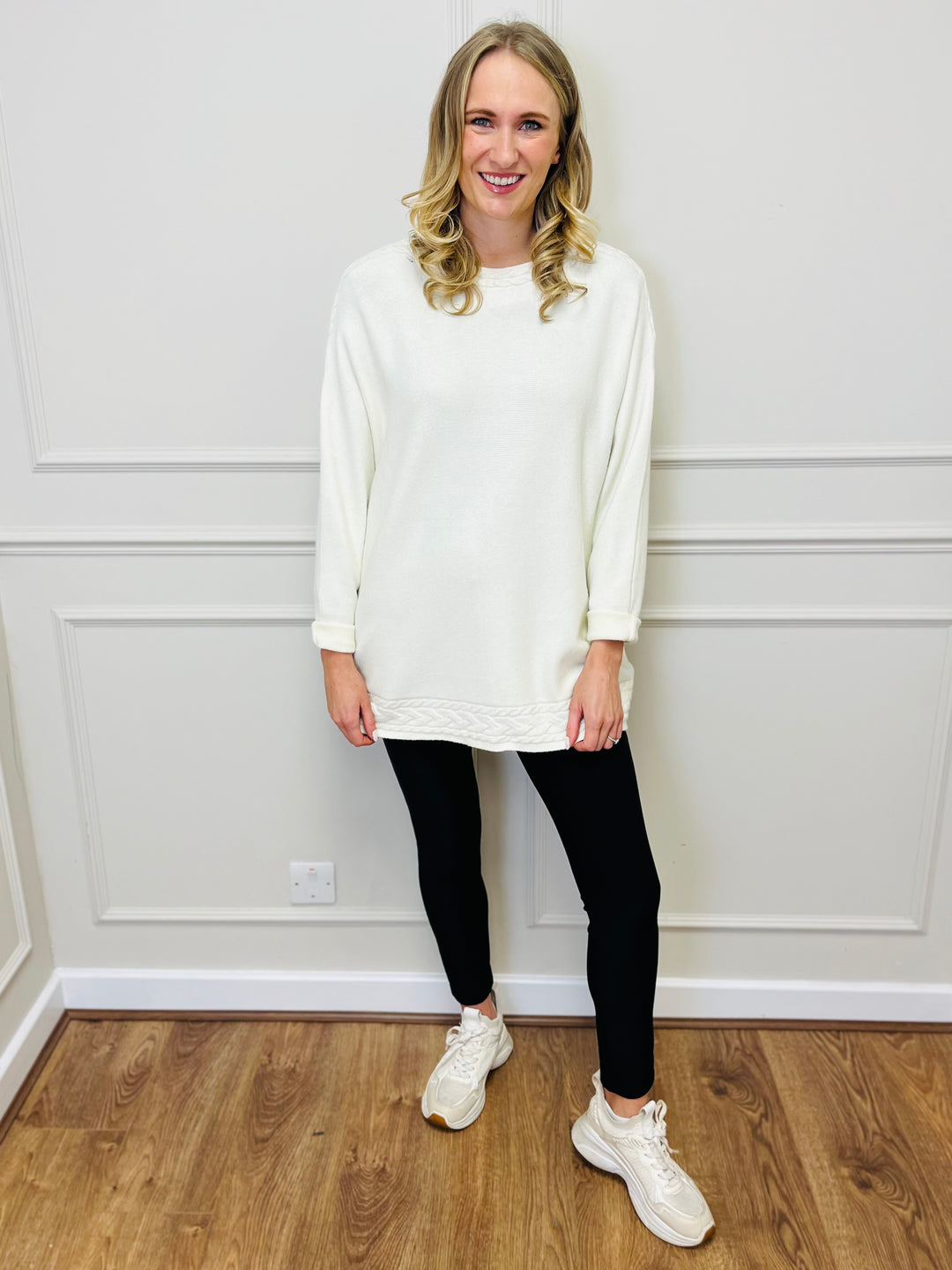 "CASEY" Cable Knit Jumper-Cream