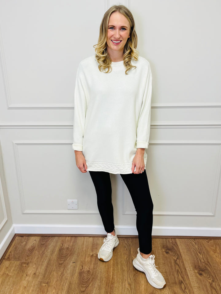 "CASEY" Cable Knit Jumper-Cream