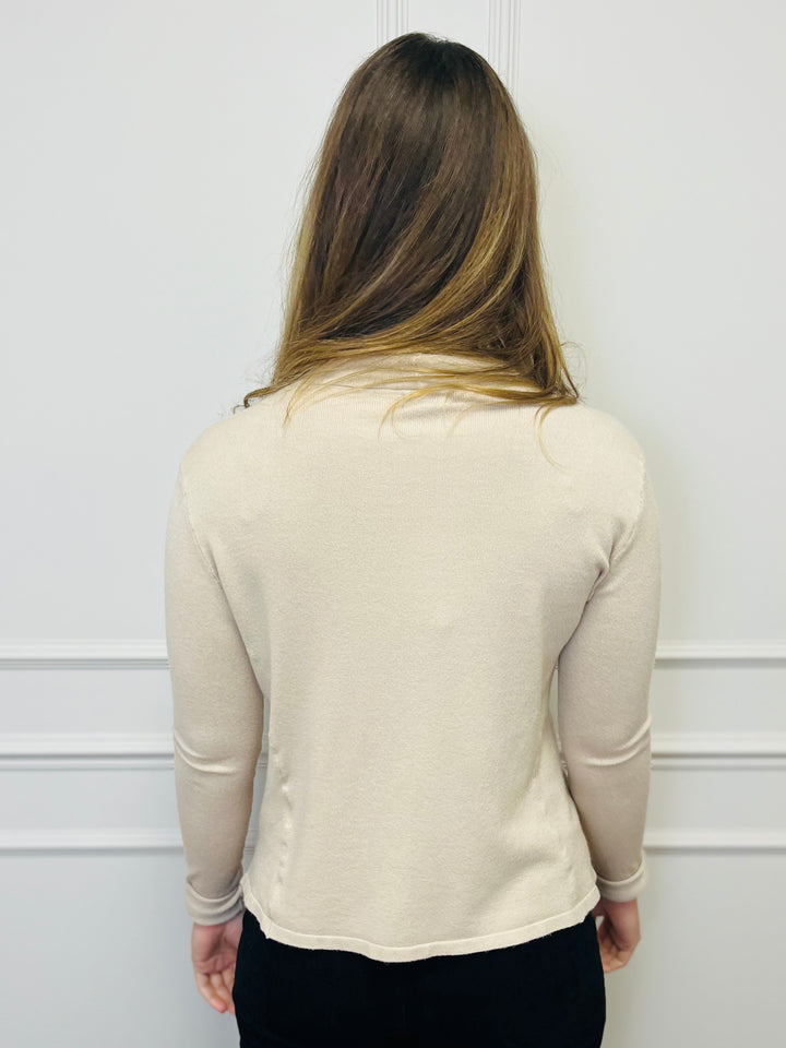 "HAYLEY" Short Biker Jacket-Stone