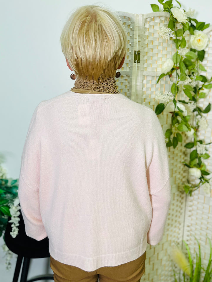 "VICTORIA” Short Cardigan-Blush Pink