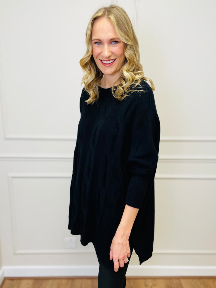 "LYDIA" Cable Knit Jumper-Black